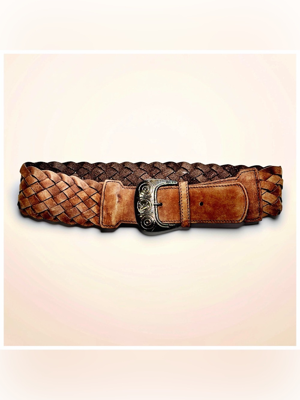 Vera Pelle Italian Braided Leather Belt | Brown | Woven | Genuine Leather